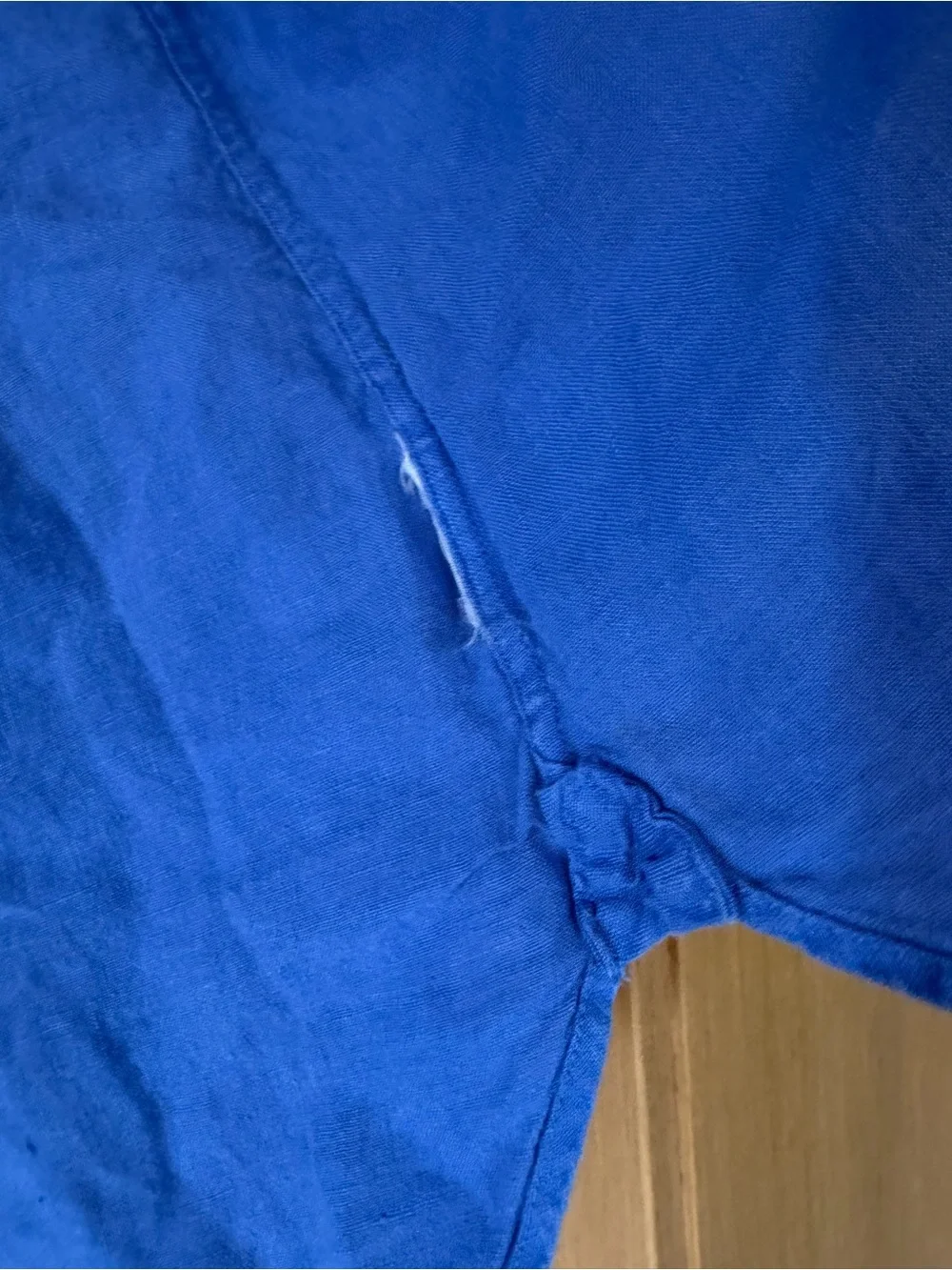 Polo by Ralph Lauren Blue Linen Button-Front Shirt 90's Linen Washed and Worn LG